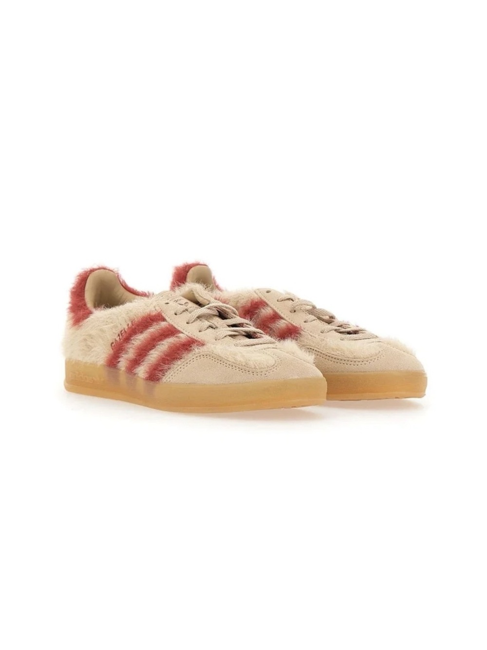 Adidas Originals Gazelle Indoor Fuzzy Suede Sneakers Beige Red NWT US 7,5 - Picture 6 of 7